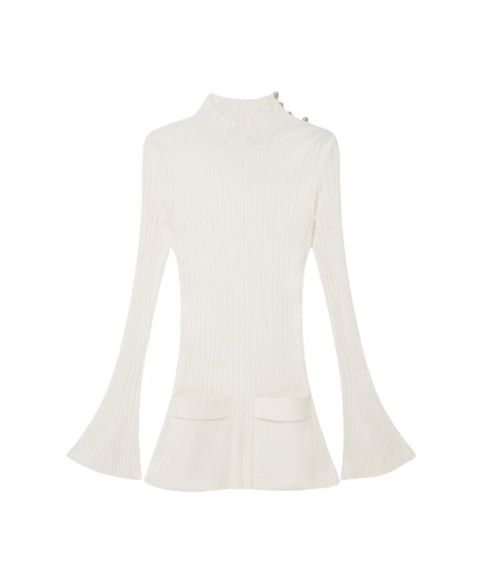 white-ribbed-mini-dress-with-flared-sleeves