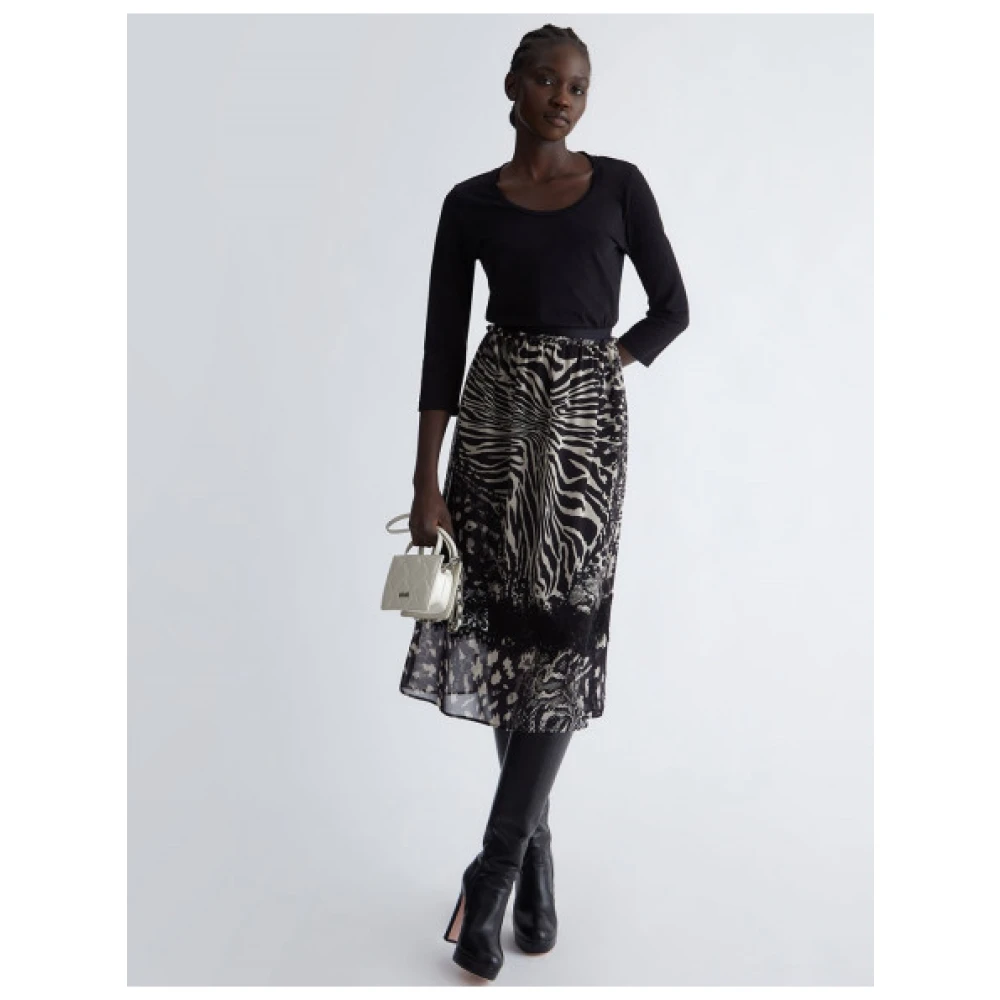 Liu Jo Zebra Print T-Shirt Jurk met Georgette Rok Multicolor Dames