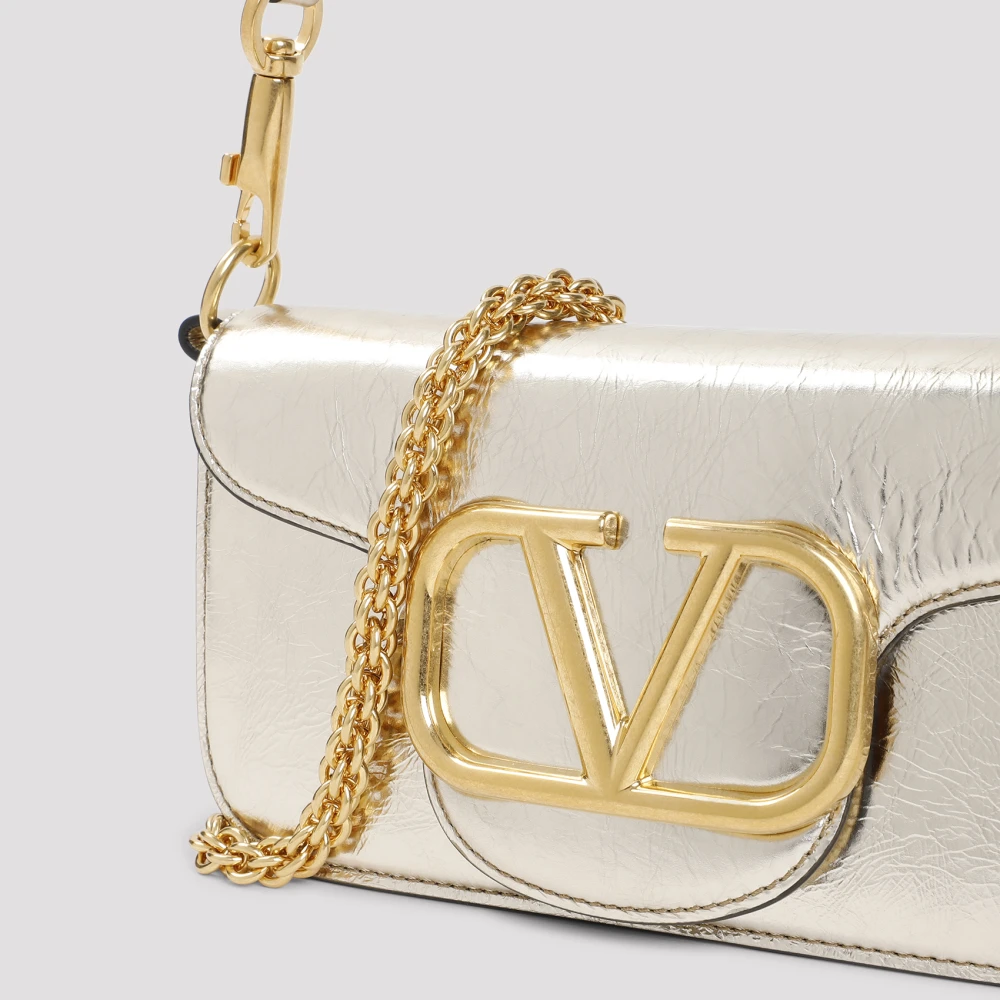 Valentino Garavani Metallic Schoudertas met Vlogo Gray Dames