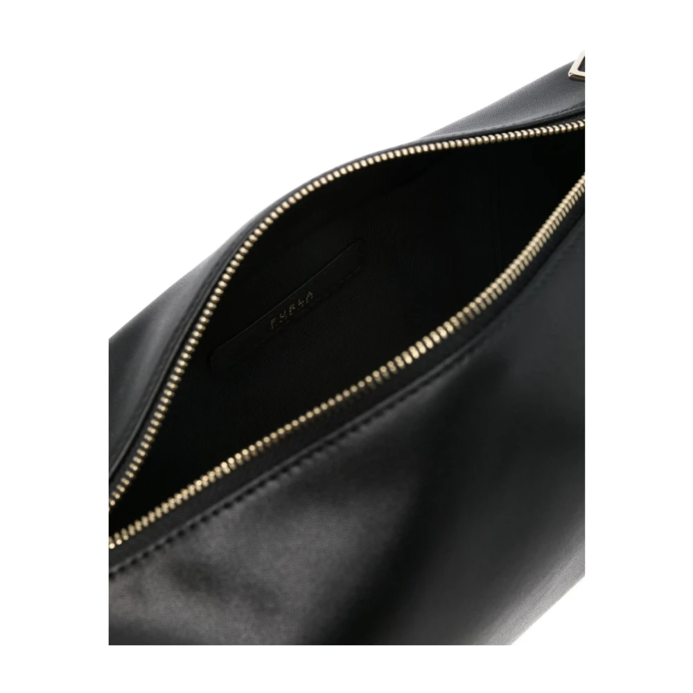 Furla Zwarte leren schoudertas met ketting Black Dames