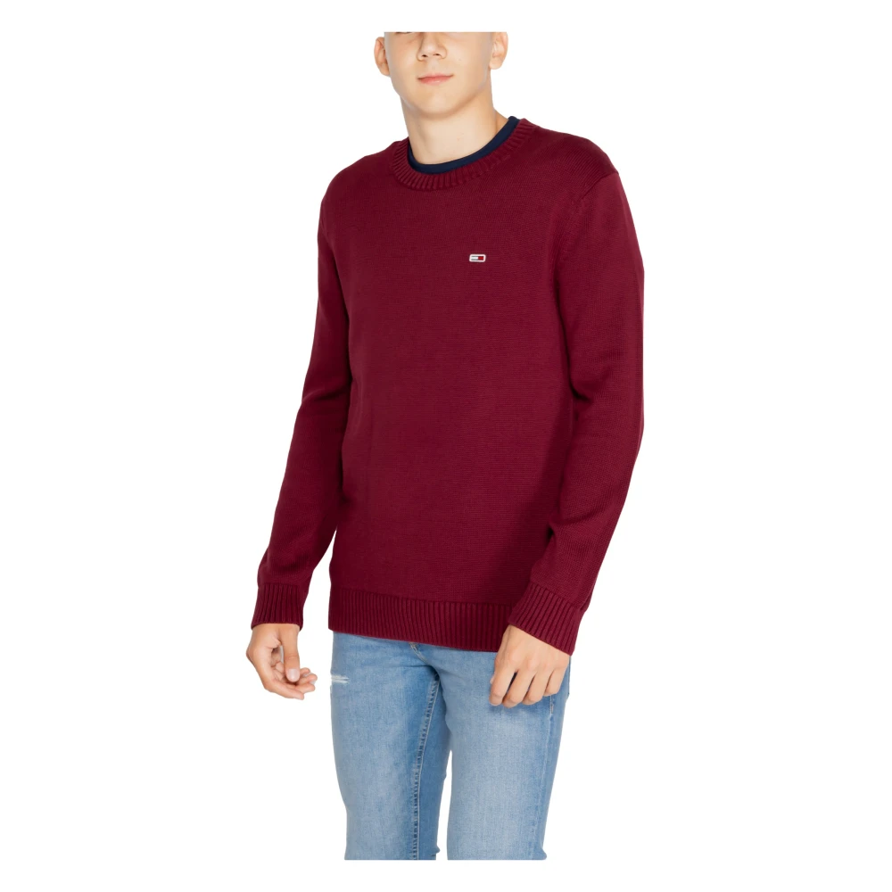 Tommy Jeans Bordeaux Gebreide Herentrui met Lange Mouwen Red Heren