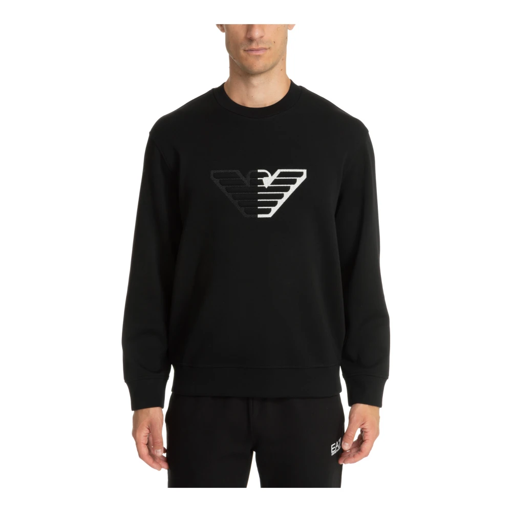 Emporio Armani Effen Logo Geborduurde Sweatshirt Black Heren