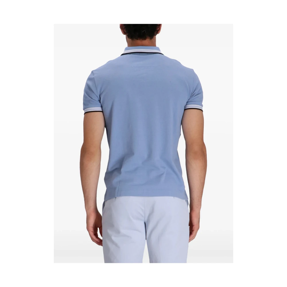 Hugo Boss Blauwe Button-Up Sweater met Logo Print Blue Heren