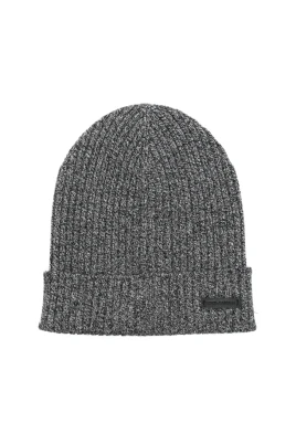 Svart Ribbstickad Beanie Mössa
