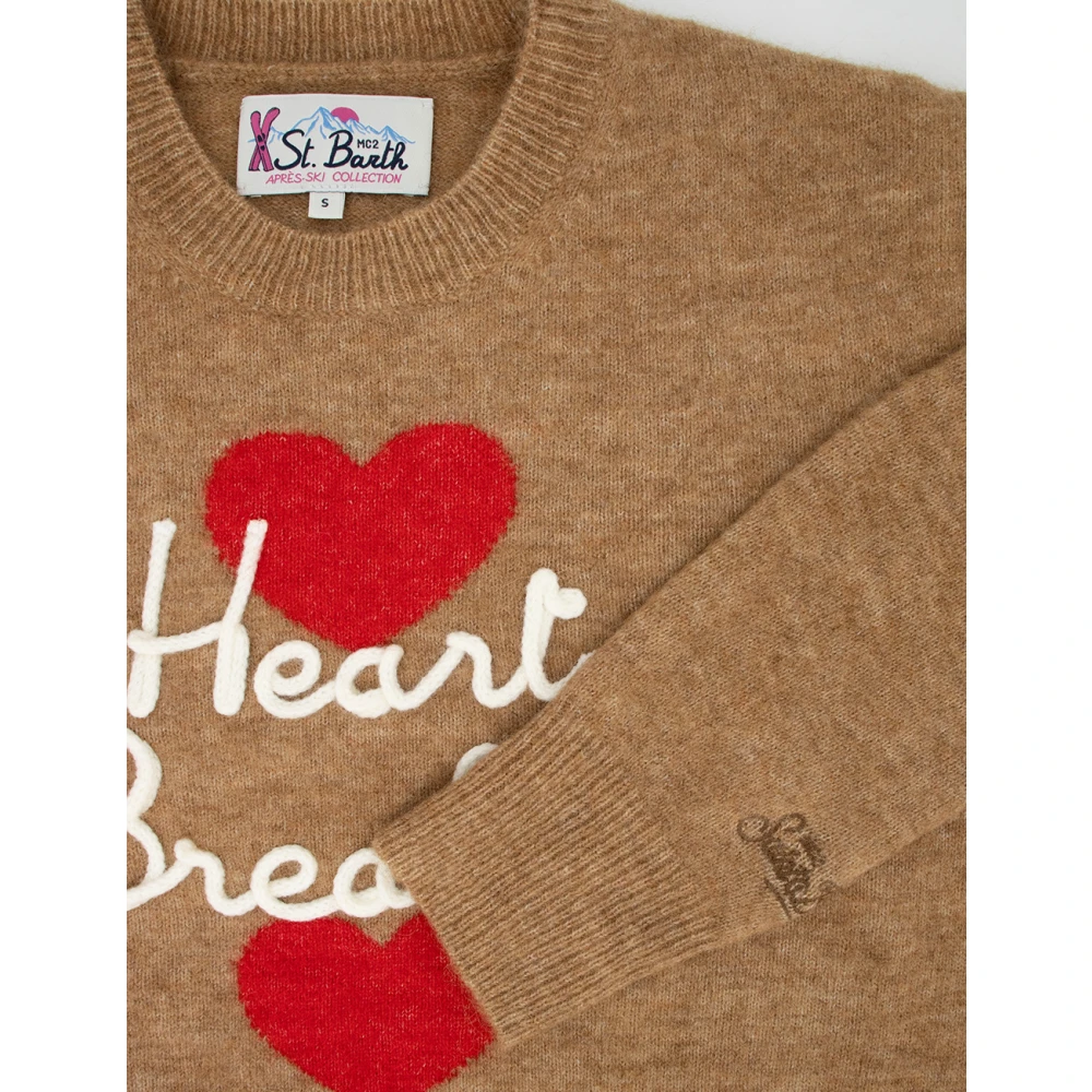 MC2 Saint Barth Heart Breaker Crew-neck Jacquard Jumper Brown Dames