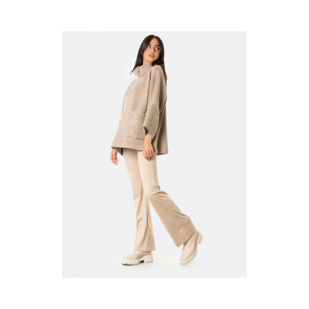 D.Exterior Hooded Gebreide Trui Hazelnoot Kleur Gray Dames