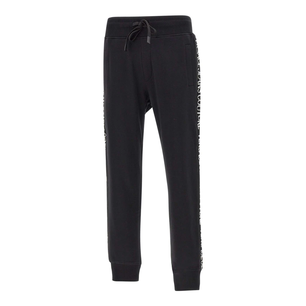 Versace Jeans Couture Zwarte Katoenen Jogger met Logoinzetstukken Black Heren