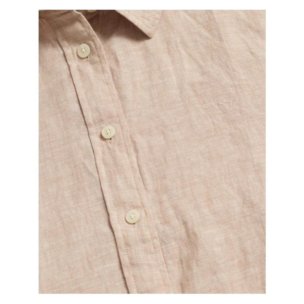 Gant Reguliere Linnen Chambray Overhemd Beige Dames