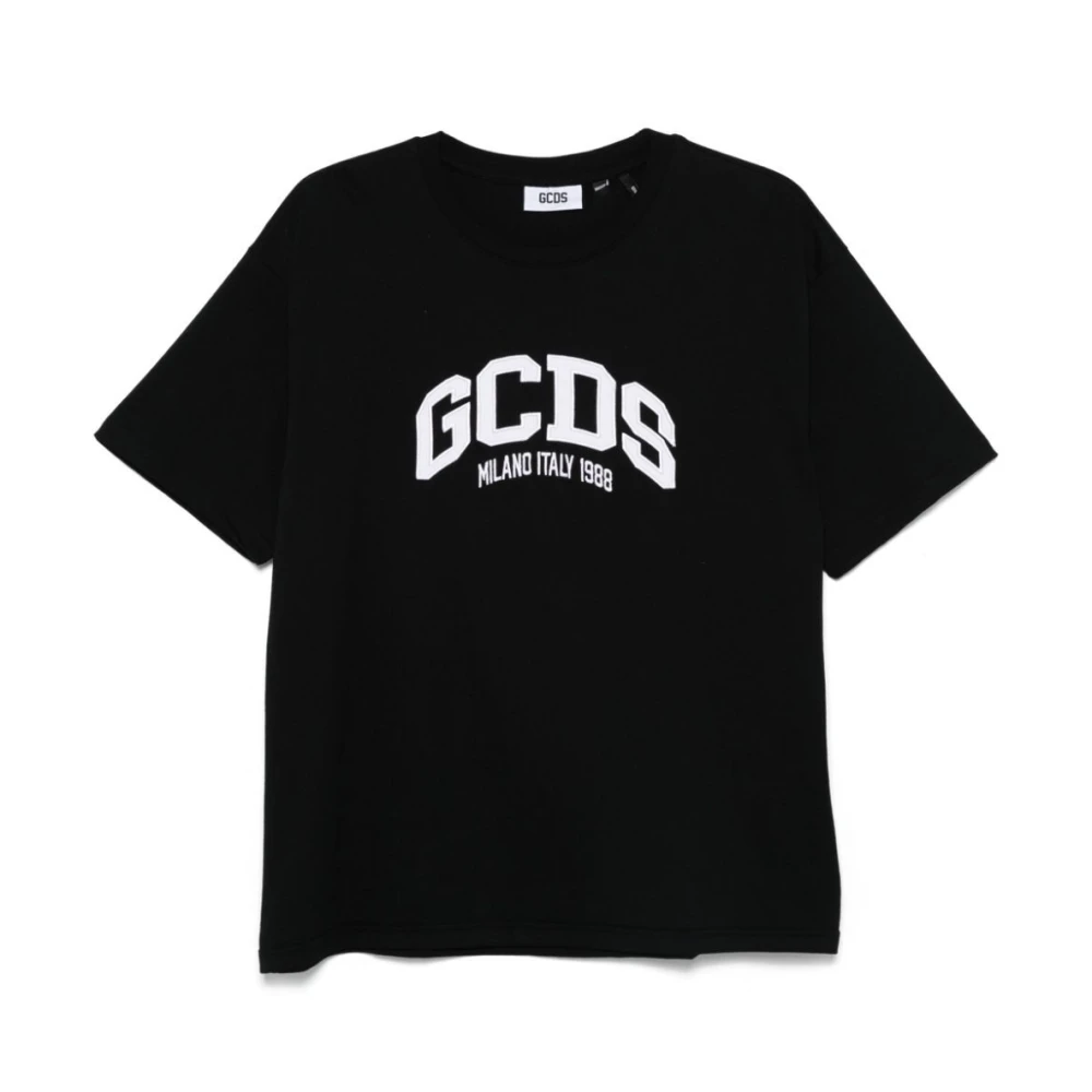 Gcds Black T-Shirts, Male, S, Lounge Logo Oversize T-Shirt