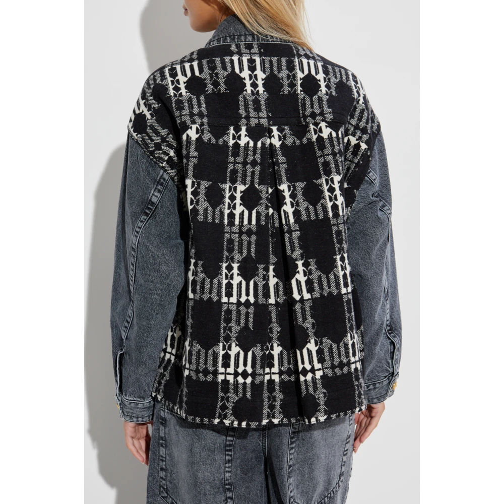Palm Angels Spijkerjasje met logo Gray Dames