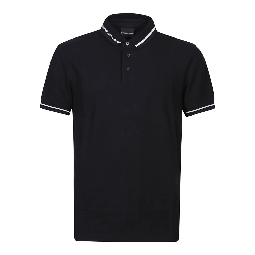 Emporio Armani Navy Short Sleeve Polo Shirt Blue Heren
