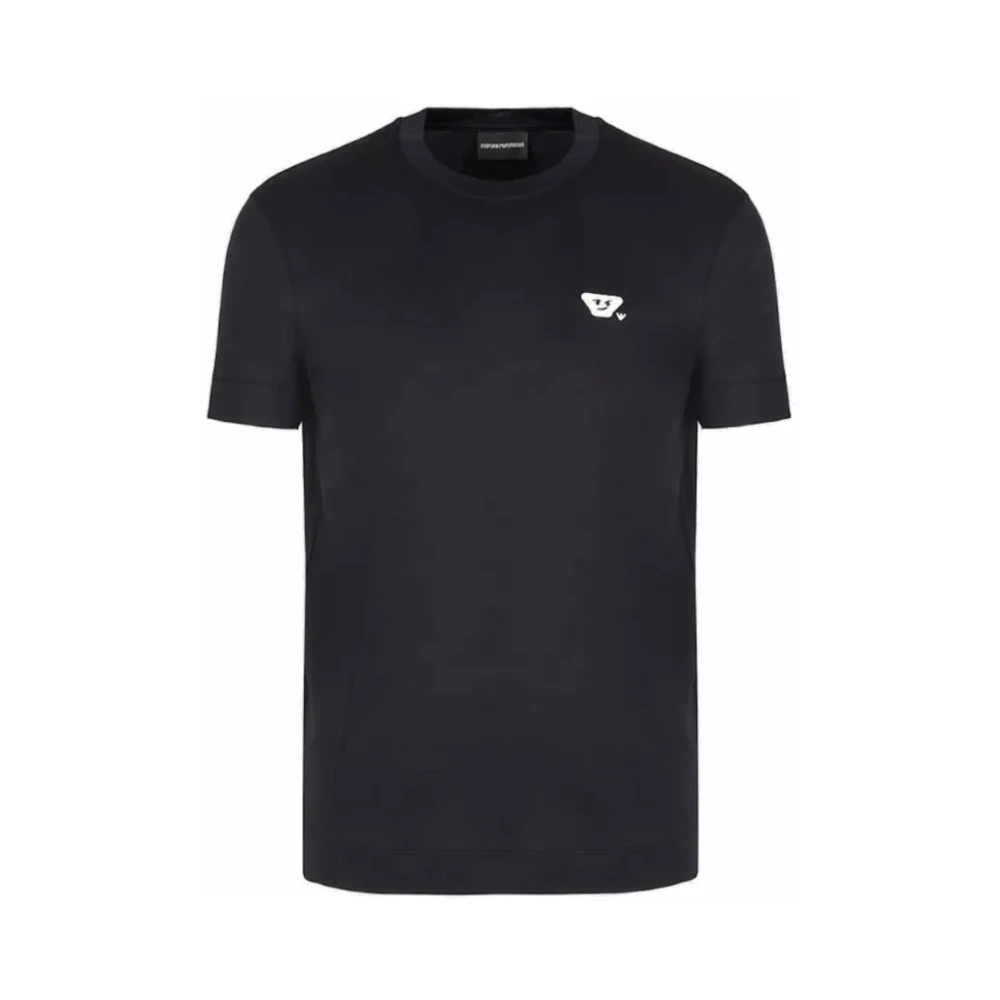 Armani Essentials T-shirt met Emoji-patch Blue Heren