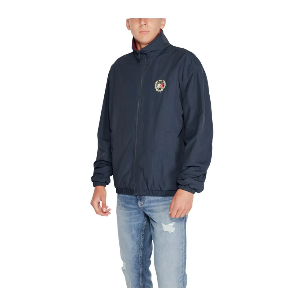 Tommy Jeans Blauwe Polyesterjas Heren Herfst Winter Collectie Blue Heren