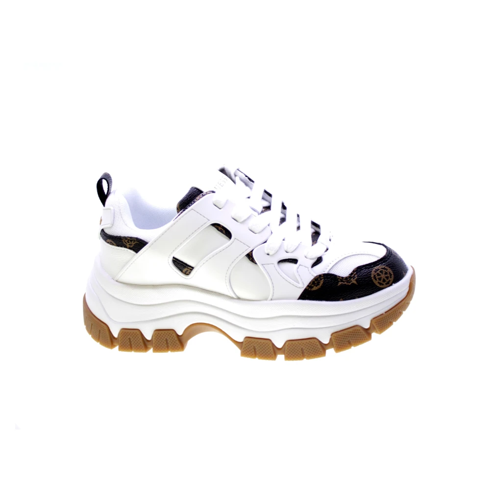 Guess Witte vegan sneakers met pioenlogo Dames Schoenen