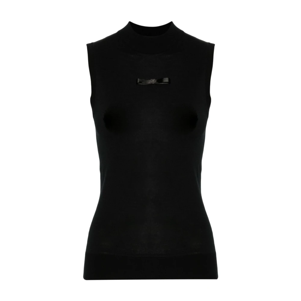 Givenchy Zwarte Metallic Logo Top Black Dames
