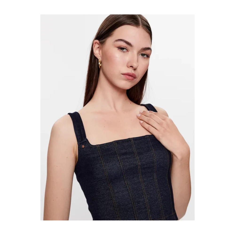 Guess Denim Korset Top Blauw Blue Dames