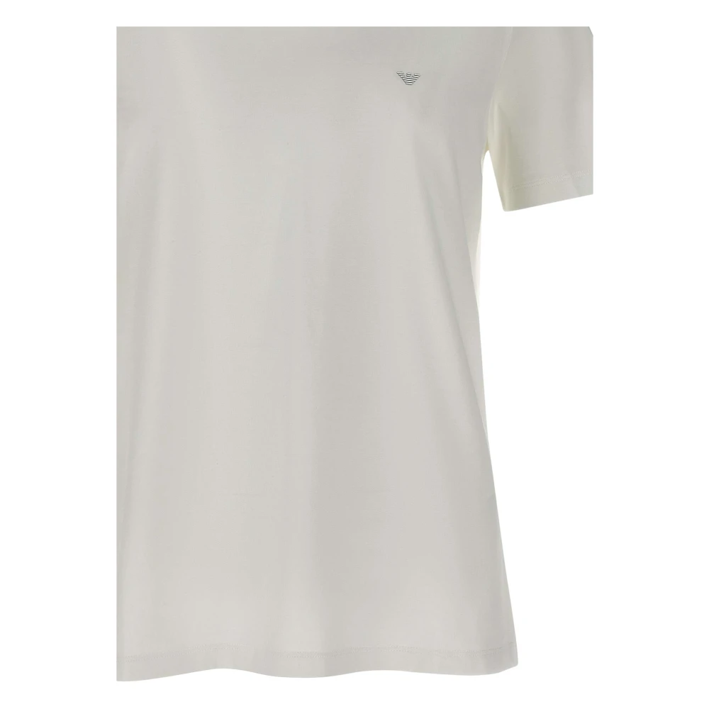 Emporio Armani Witte Katoenen T-shirt met Mini Logo White Heren