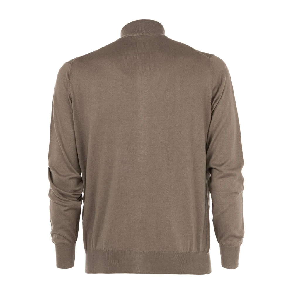 Cashmere Company Heren Katoenen Trui met Rits Brown Heren
