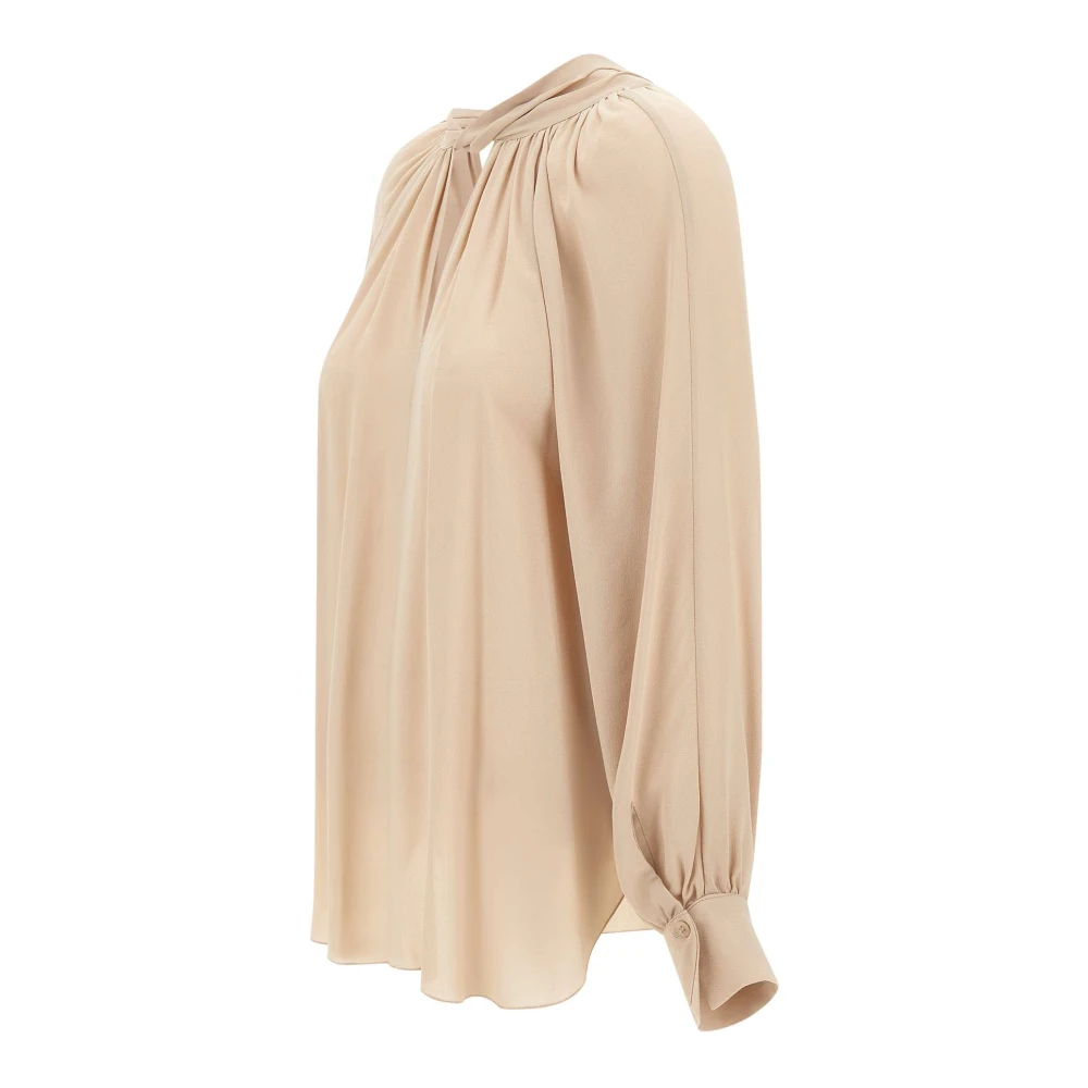 Kaos Vrouwelijke Naakt Rayon Shirt met Strik Beige Dames