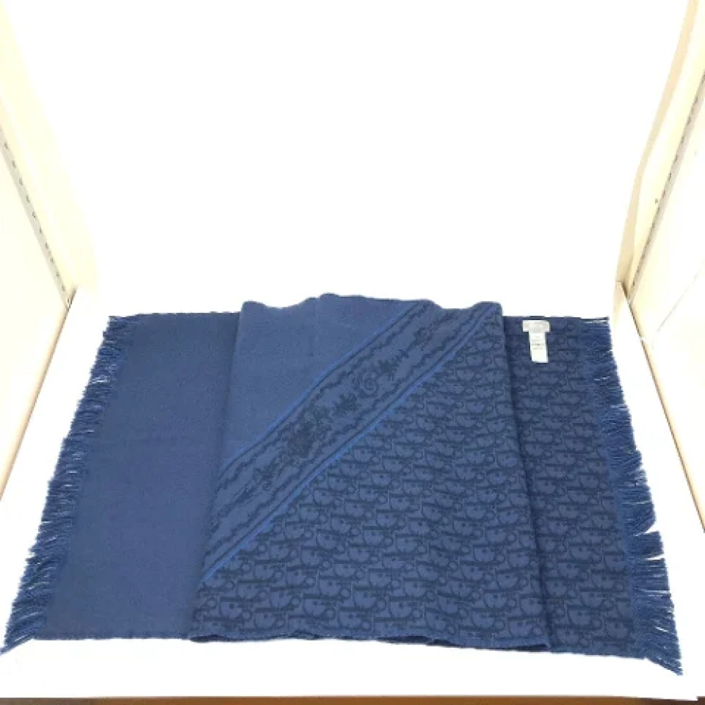 Dior Vintage Pre-owned Wool scarves Blue Dames