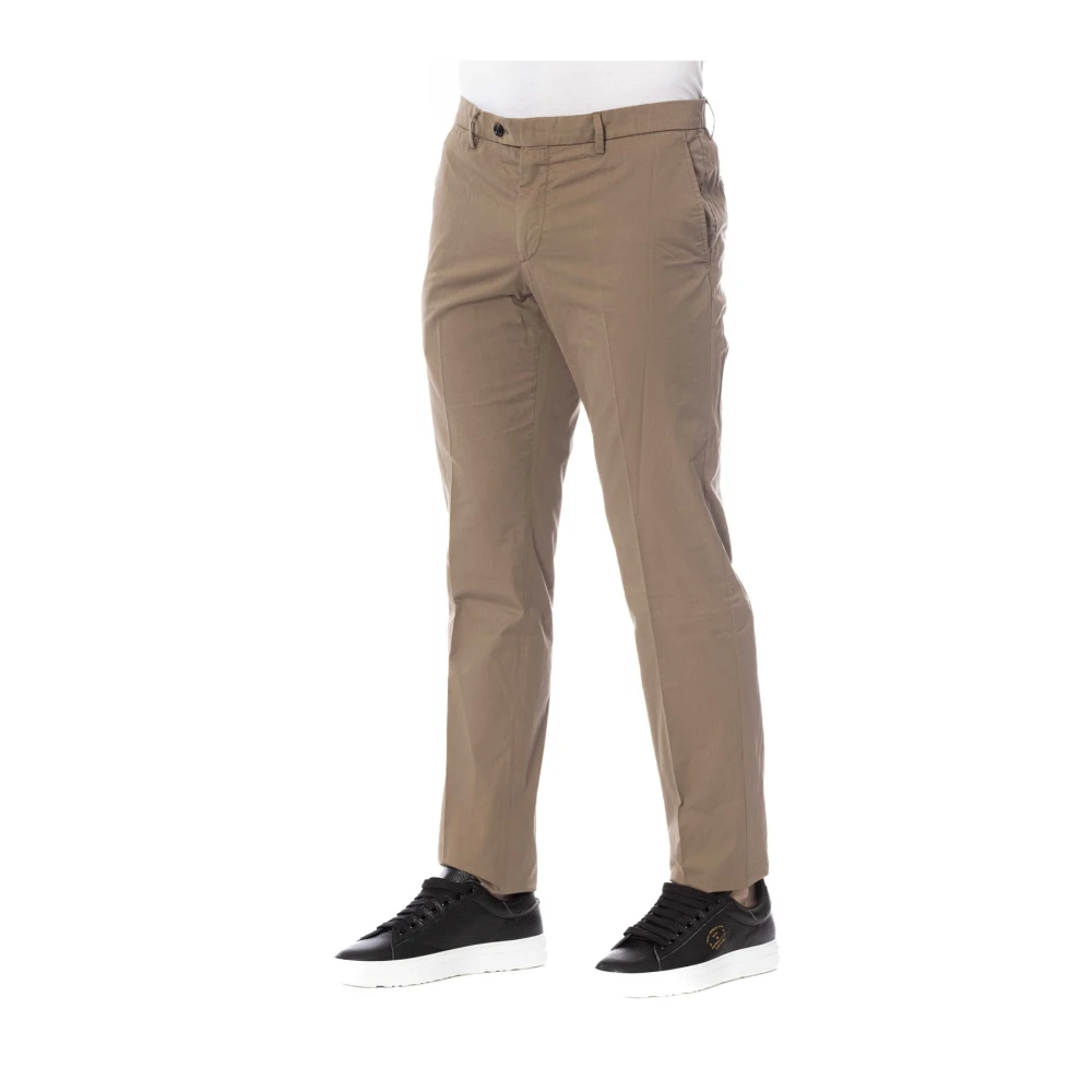 Trussardi Stijlvolle Broek met Knoop- en Ritssluiting Brown Heren