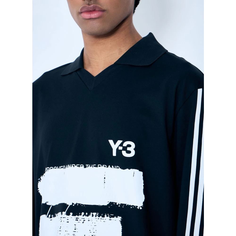 Y-3 Polo Shirt met Logo Print Black Heren