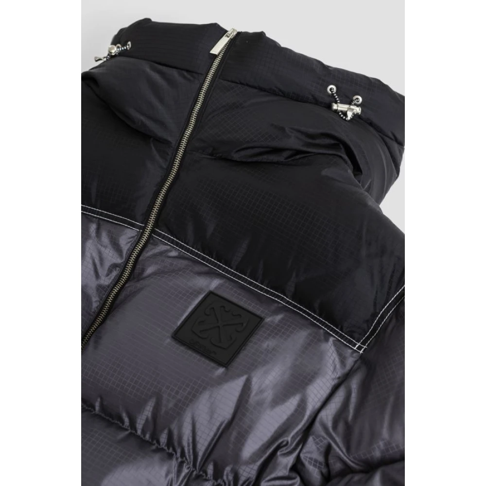 Off White Grijze Patch donsjack met capuchon Gray Heren