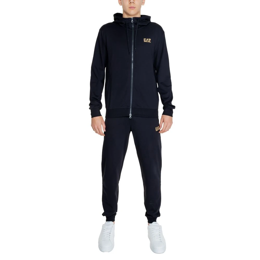 Emporio Armani EA7 Zwarte Katoenen Sweatuit Herfst Winter Collectie Black Heren