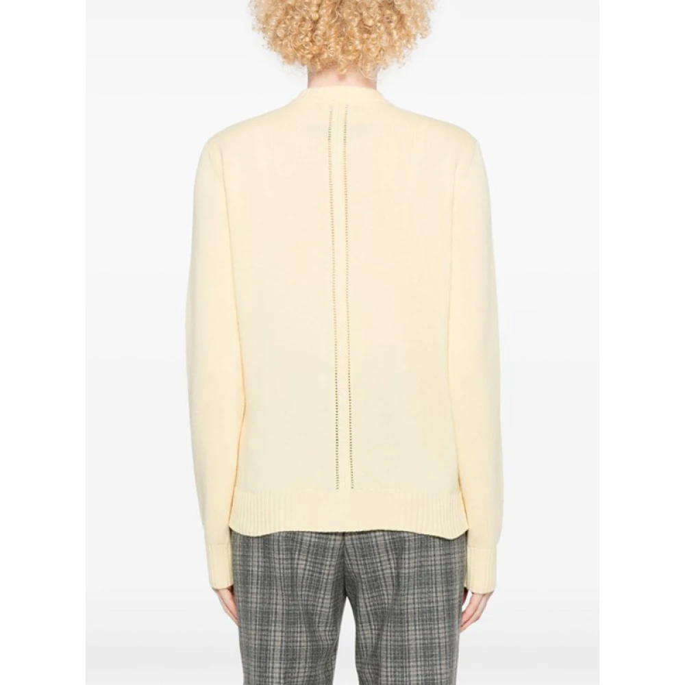 Fabiana Filippi Gele Merinowol Cardigan met Geperforeerde Details Beige Dames