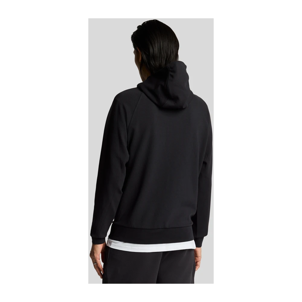 Lyle & Scott Mid Layers Diagonal Interlock Hooded Zip Through Black Heren