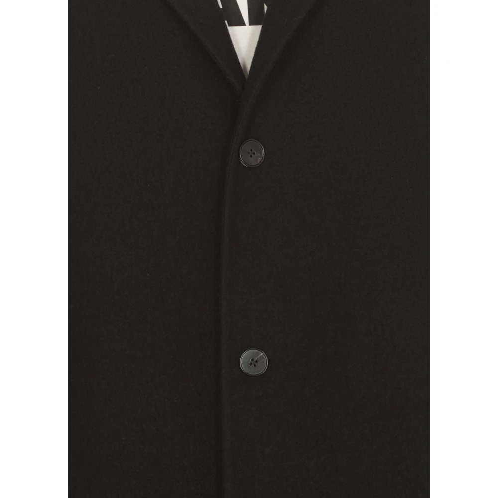 Jil Sander Zwarte Wol Dubbele Breasted Jas Black Heren