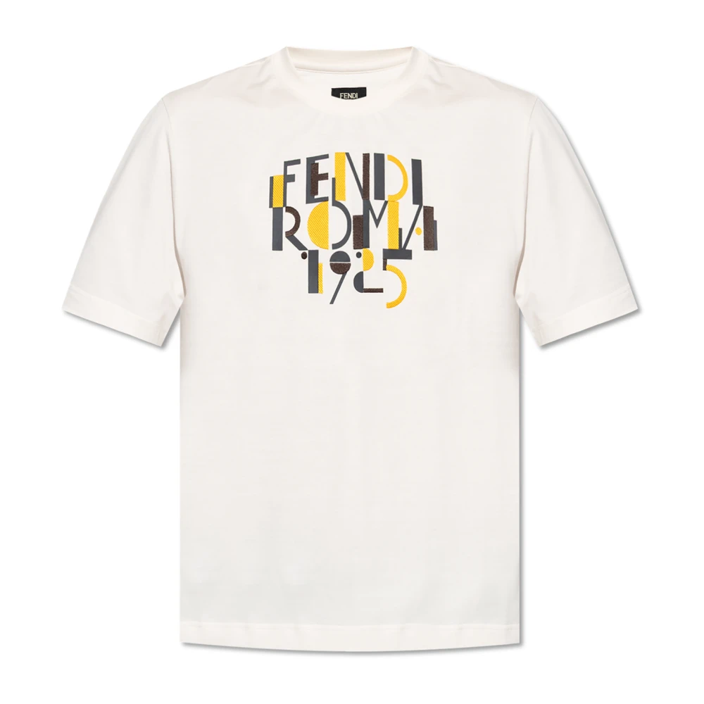 Fendi Men's White Logo T-Shirt - T-Shirts - Xl - Tops