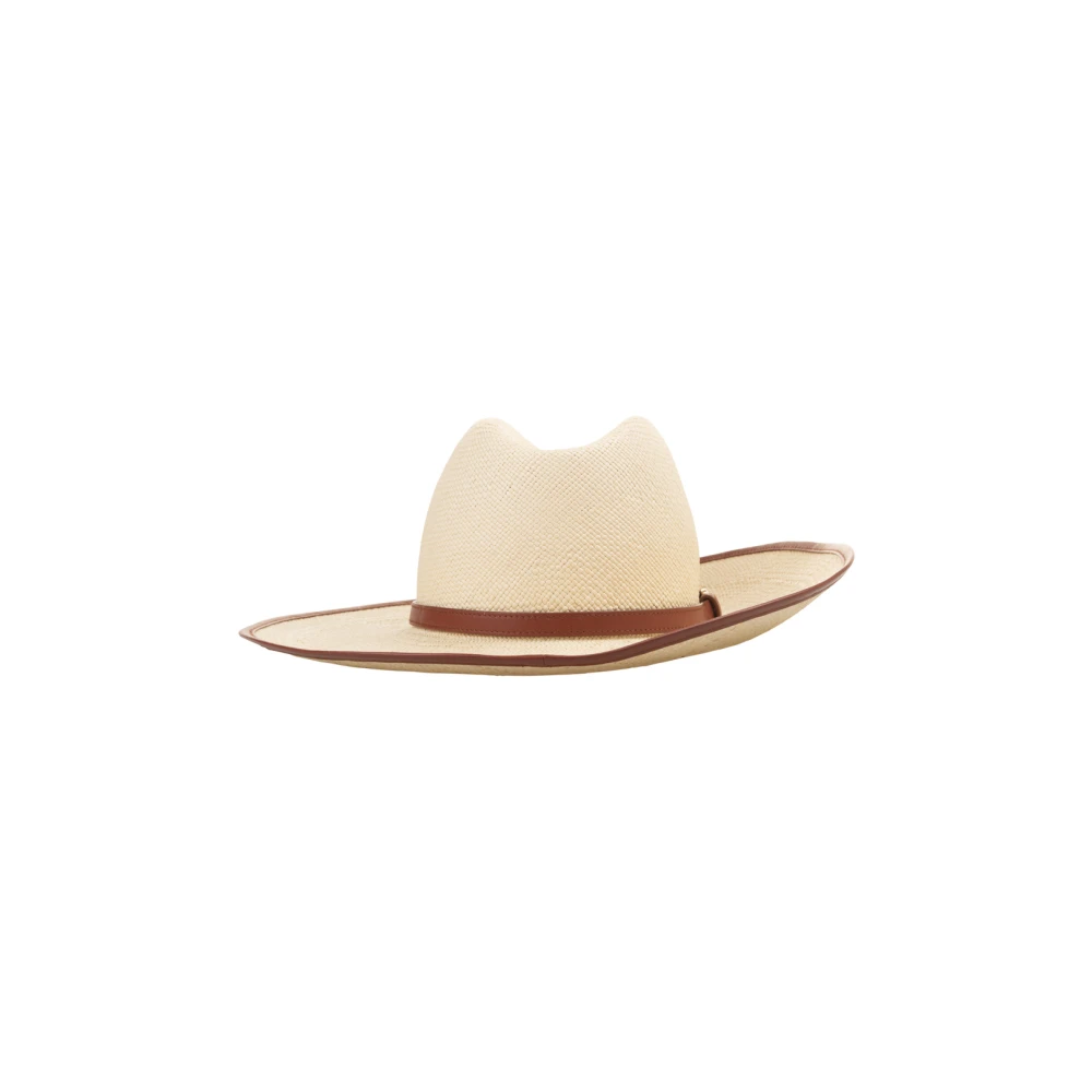 Chloé Bruine Fedora Hoed met Leren Rand Brown Dames