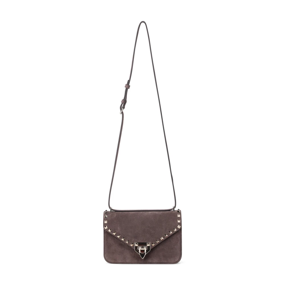 Valentino Garavani Rockstud Small Shoulder Bag In Suede - Female - Cross Body Bags - Brown - One Size - Bags - Image 7