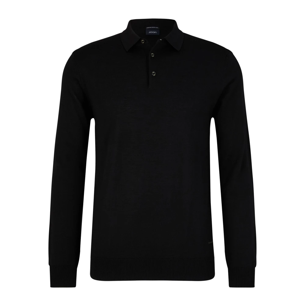 Joop! Zwarte Merinowol Polo Stijl Trui Black Heren