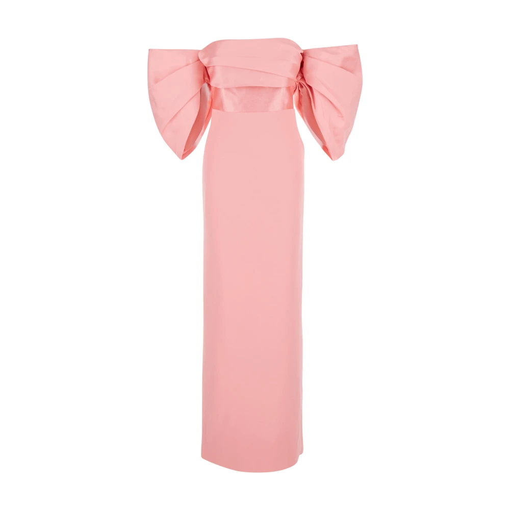 Solace London Roze Off-Shoulder Lange Jurk met Geplooide Details Pink Dames