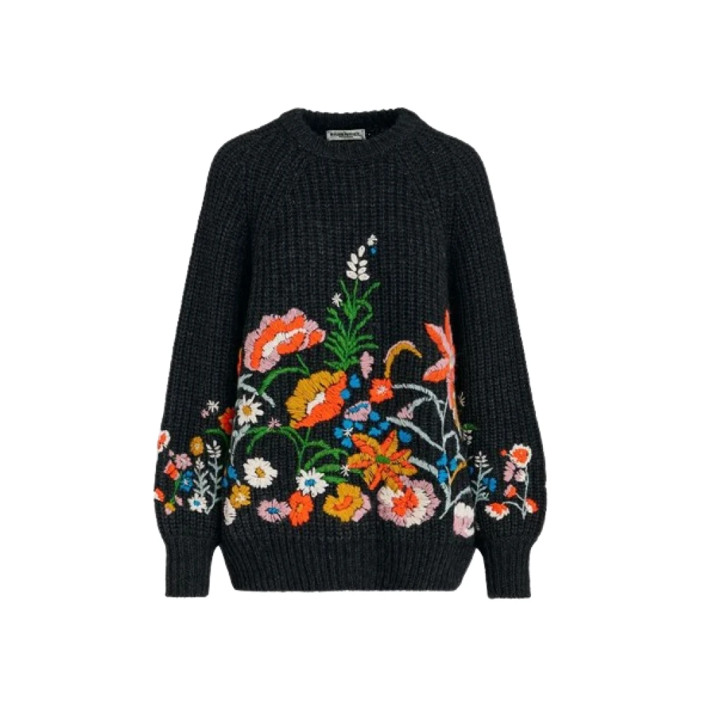 Essentiel Antwerp Donkergrijze Bloemrijke Crewneck Jumper Multicolor Dames