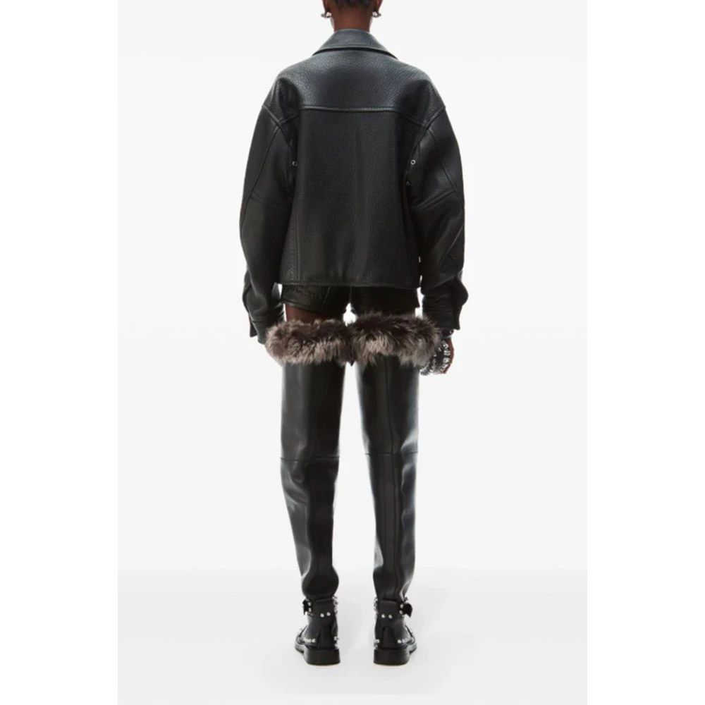 alexander wang Zwarte Jas met Knoopsluiting en Reliëf Black Dames