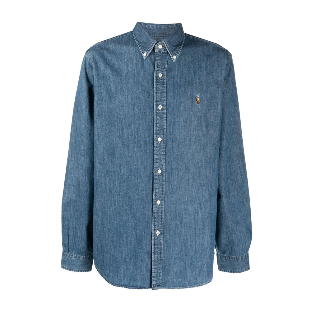 Polo Ralph Lauren Men's Blue Denim Shirt With Pony Motif