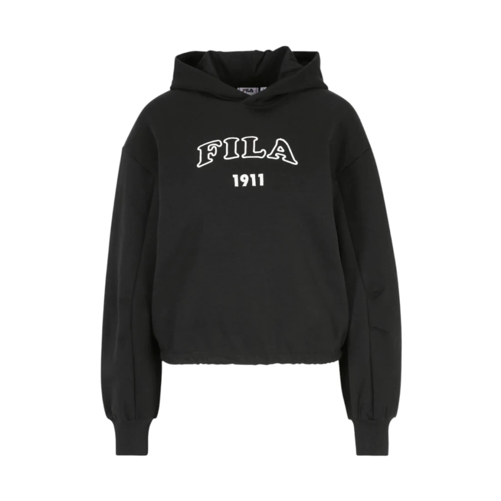 Fila Geborduurde katoenen hoodie voor vrouwen Black Dames
