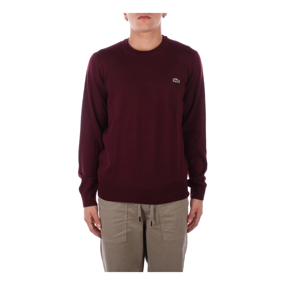 Lacoste Bordeaux Sweaters Logo Front Regular Fit Red Heren