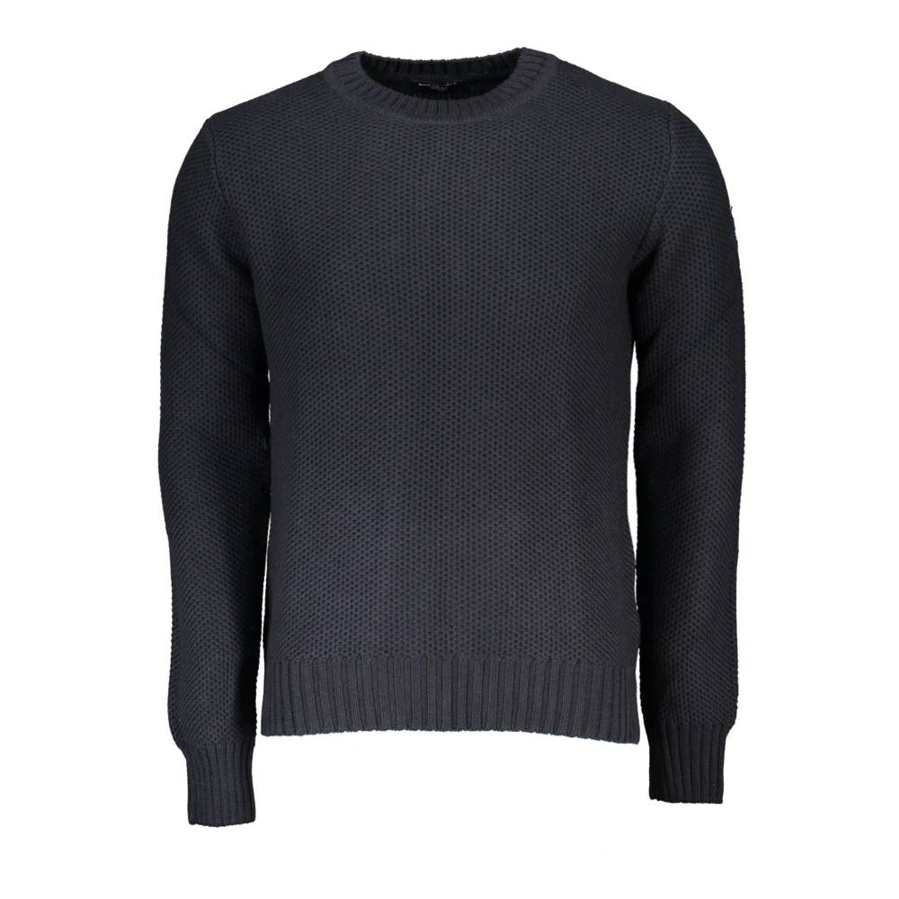 North Sails Men's Blue Round-Neck Knitwear, L, Long Sleeve Jumper With Logo
