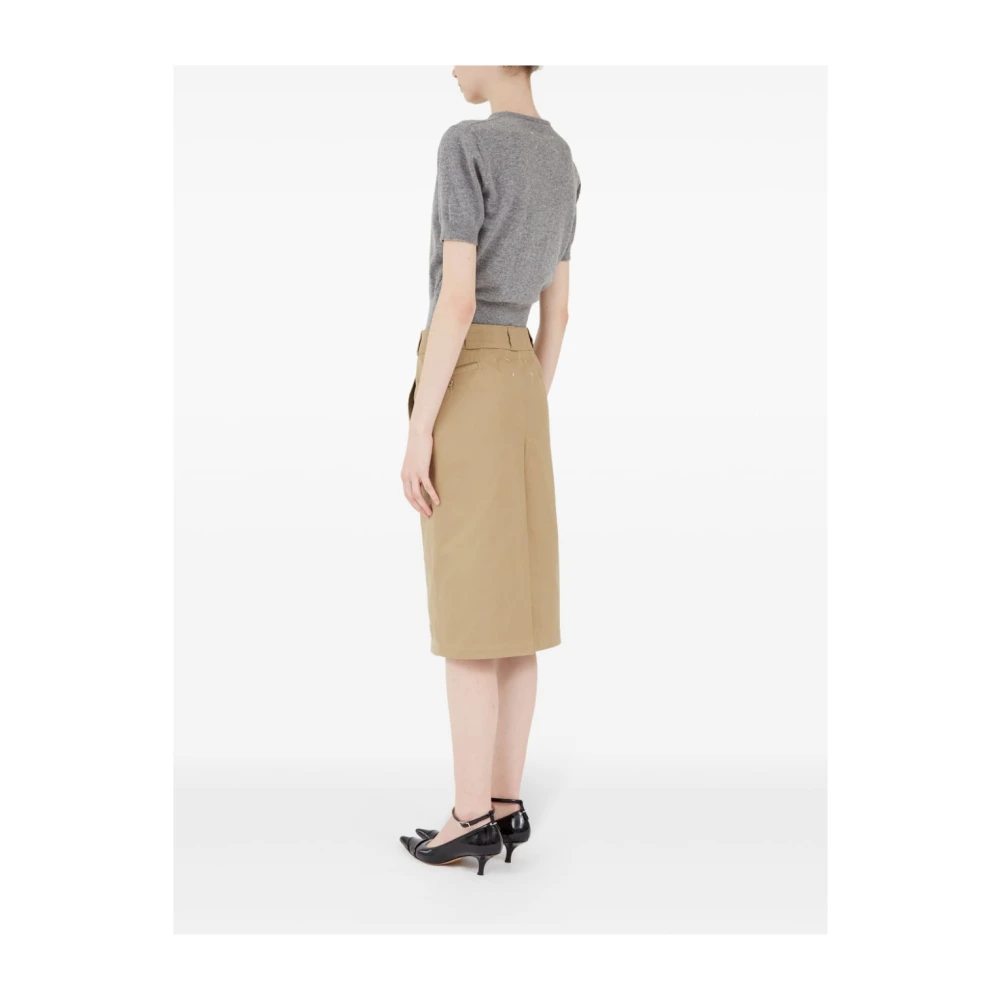 Maison Margiela Beige Katoenmix Rok met Split Brown Dames
