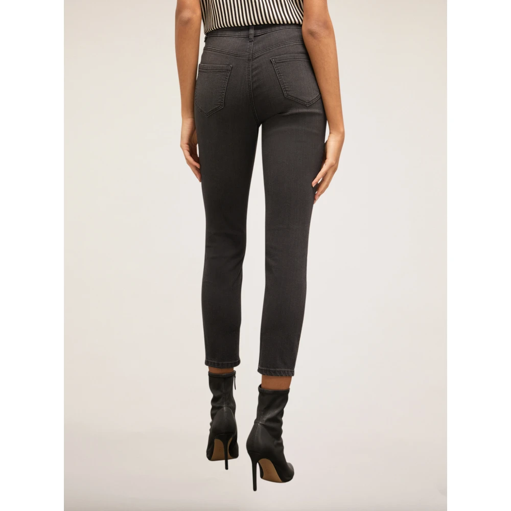 Motivi Zwarte Skinny Jeans met knoopdetail Black Dames