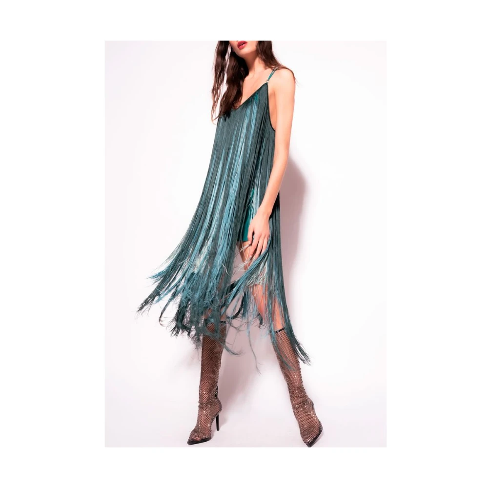 pinko Groene Franje Jurk Green Dames