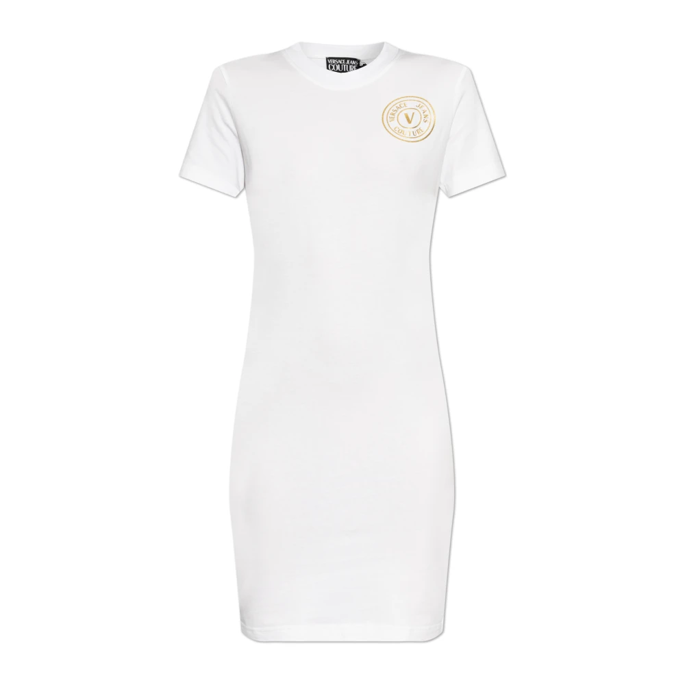 Versace Jeans Couture Jurk met bedrukt logo White Dames
