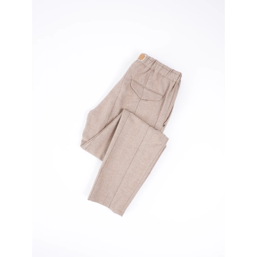 White Sand Wol Herringbone Broek Beige Heren