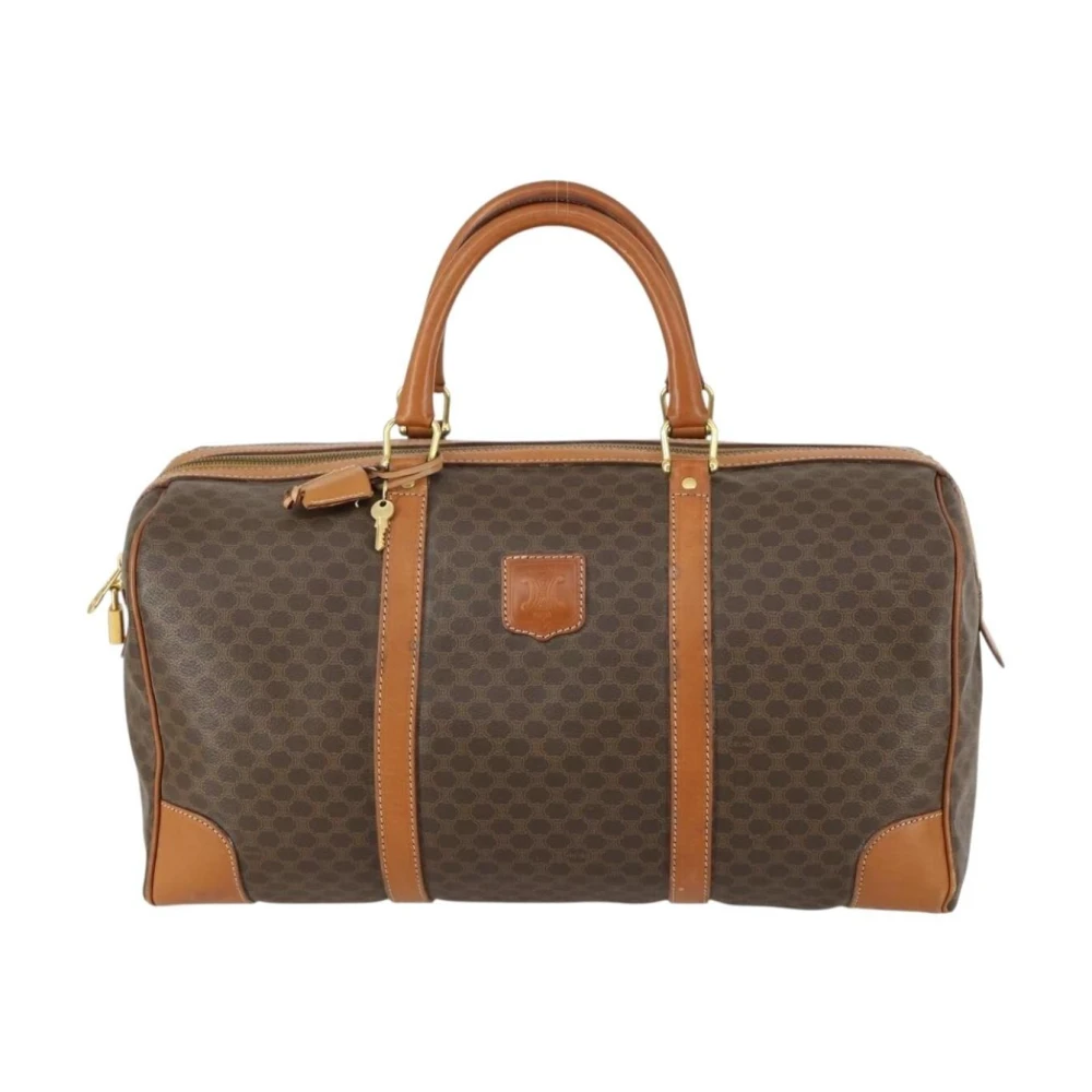 Celine Vintage Women's Brown Pre-Owned Macadam Pattern Travel Bag