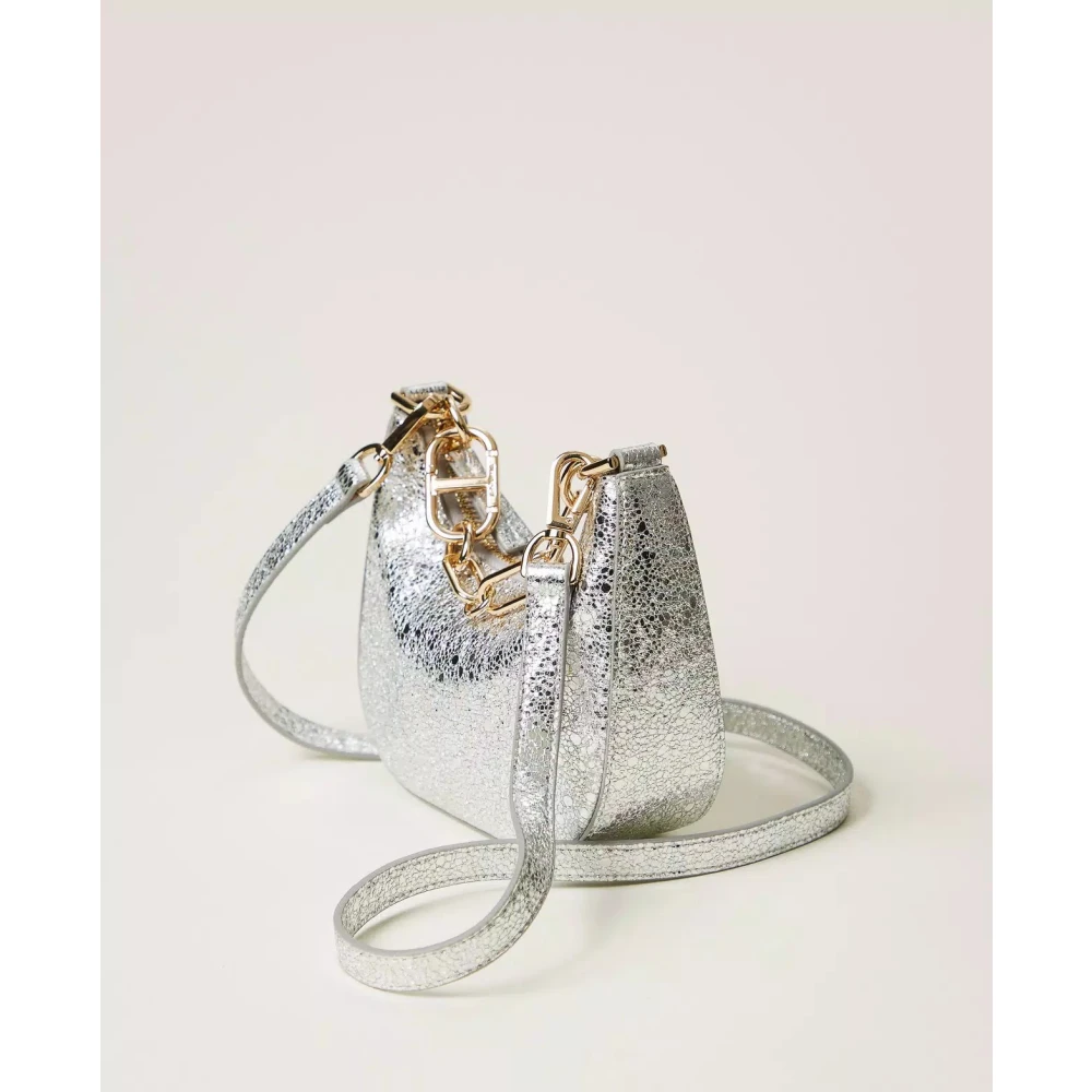 Twinset Mini Croissant Gelamineerde Tas White Dames