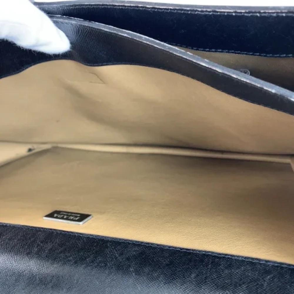 Prada Vintage Pre-owned Leather briefcases Black Dames